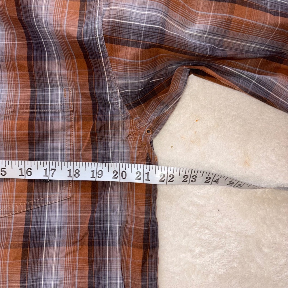 ARIAT Pro Series Button Down Mens Medium Brown Plaid Western Vented Shirt - Picture 12 of 14